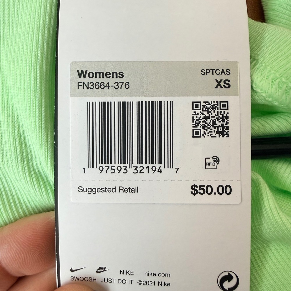Nike Womens Sportswear Essential Ribbed‎ Crop Top Spring Green - Picture 6 of 8
